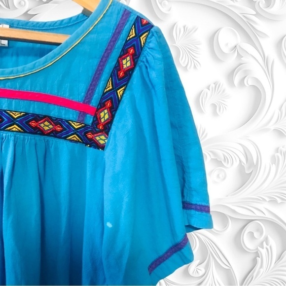 Vintage Appel Leisure Wear 1980’s Turquoise Patio Dress - Picture 3 of 4